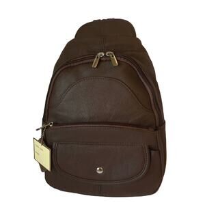 Leather backpack brown new